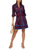 Women's 3/4-Sleeve Belted Fit & Flare Dress