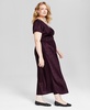 Trendy Plus Size Lace-Trim Satin Bow Print Dress, Created for Macy's