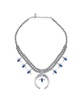 Sterling Silver and Denim Lapis Gemstone Squash Blossom Necklace, 17 - 20 Inches