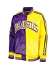 Women's Purple, Gold Los Angeles Lakers Split Colorblock Satin Full-Snap Varsity Jacket