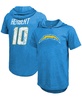 Men's Fanatics Justin Herbert Powder Blue Los Angeles Chargers Player Name and Number Tri-Blend Hoodie T-shirt