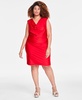 Trendy Plus Size Draped Sleeveless Cowlneck Minidress, Exclusively at Macy's