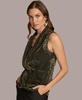 Women's Crocodile Burnout Velvet Faux-Wrap Top