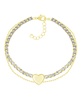 Crystal & Heart Double Row Ankle Bracelet