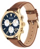 Men's Heritage Calendoplan Swiss Quartz Chronograph Cognac Genuine Leather Strap Watch 43mm