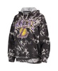 Women's Threads Black Los Angeles Lakers Burble Tie-Dye Tri-Blend Pullover Hoodie