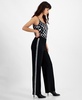 Women's High Rise Rhinestone-Trim Pants, Created for Macy's