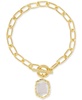 14k Gold-Plated Removable Stone Charm Link Bracelet