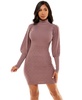 Women's Puff Sleeve Quilted Sweater Dress