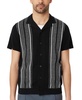 Men's Slim-Fit Stripe Milano Sweater-Knit Button-Down Camp Shirt 