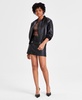 Women's Faux-Leather Zip-Front Bomber Jacket, Created for Macy's