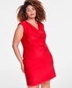 Trendy Plus Size Draped Sleeveless Cowlneck Minidress, Exclusively at Macy's