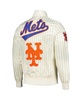 Men's Cream New York Mets Cooperstown Collection Pinstripe Retro Classic Satin Full-Snap Jacket