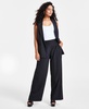 Petite Pinstriped Loose-Fit Trousers, Created for Macy's