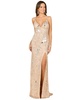 Women's Mirror Beaded Gown With High Slit