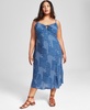 Plus Size Polka-Dot Tied Keyhole Dress, Created for Macy's 