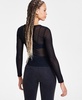 Women's Long-Sleeve Ruched Mesh Top, Exclusively at Macy's