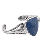 Sterling Silver Blue Denim Lapis Gemstone Arrowhead Cuff Bracelet Size S - L