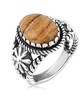 Sterling Silver Picture Jasper Concha Flower Design Ring, Sizes 5 to 10