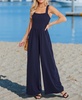 Women's Navy Square Neck Wide Leg Jumpsuit