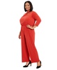 Plus Size Looped-Neck 3/4-Sleeve Jumpsuit