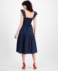 Women's Dot-Print Cutout Smocked Midi Dress, Exclusively at Macy's 