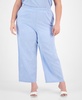 Trendy Plus Size Embroidered High-Rise Pants, Exclusively at Macy's 