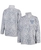 Women's Heather Gray North Carolina Tar Heels Leopard Quarter-Zip Sweatshirt