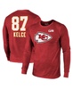 Men's Threads Travis Kelce Red Kansas City Chiefs Super Bowl LVIII Name and Number Tri-Blend Long Sleeve T-shirt