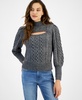 Women's Cable-Knit Keyhole Mock-Neck Sweater