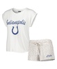 Women's White, Cream Indianapolis Colts Montana Knit T-shirt and Shorts Sleep Set