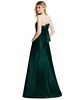 Womens Strapless A-line Satin Gown with Modern Bow Detail