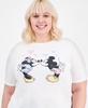 Trendy Plus Size Mickey & Minnie Kiss T-Shirt