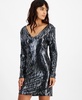 Women's Zebra-Sequin Long-Sleeve Mini Dress, Created for Macy's