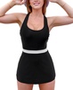 Women's Black Crossback Cutout Swim Dress