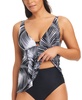 Women's Giving Attitude Tropical-Print Tankini Top