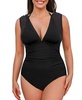 Plus Size Mesh Halter Tummy Control with Removable Bikini Top One Piece Swimsuits