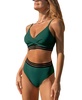 Women's Sporty Crossover Bikini Top & High-Rise Bottoms Set