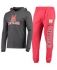 Men's Heathered Red, Heathered Charcoal Maryland Terrapins Meter Long Sleeve Hoodie T-shirt and Jogger Pants Set