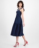 Women's Dot-Print Cutout Smocked Midi Dress, Exclusively at Macy's 