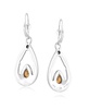 Sterling Silver Picture Jasper Gemstone Open Teardrop Dangle Earrings