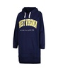 Women's Navy West Virginia Mountaineers Take a Knee Raglan Hooded Sweatshirt Dress