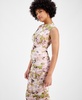 Women's Floral Mesh Ruched Sleeveless Dress, Exclusively at Macy's