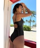 Women's Color Sheen Corset-Seamed One-Piece Swimsuit