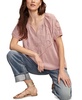 Women's Short-Sleeve Cutwork Cotton Peasant Top