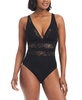 Women's Crochet Plunge-Neck One-Piece Swimsuit, Created for Macy's