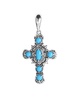 Sterling Blue Turquoise Gemstone Cross Pendant Enhancer