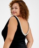 Plus Size High-Slit Velvet Low-Back Dress