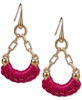 Gold-Tone Leather-Wrapped Open Drop Earrings