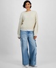 Women's Cable-Knit-Detail Crewneck Sweater, Exclusively at Macy's